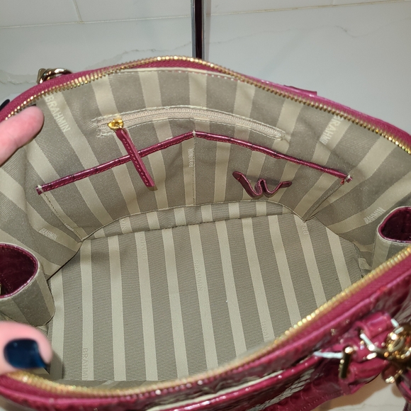 Brahmin Vintage Vivian Prissy Raspberry Set With Wallet EUC made in Italy